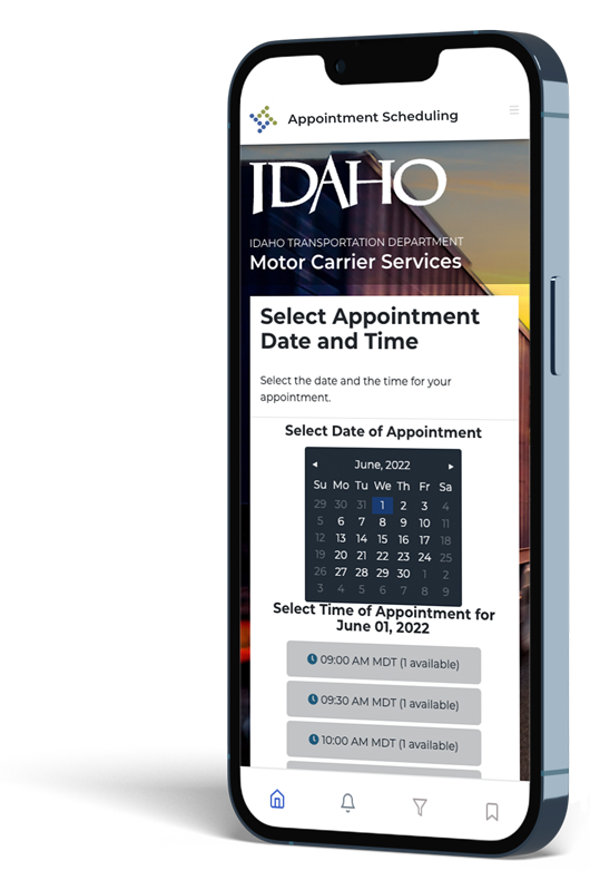 Ports of Entry scheduling app on smart phone