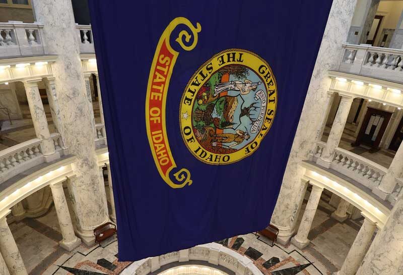 Idaho flag in the capitol rotunda