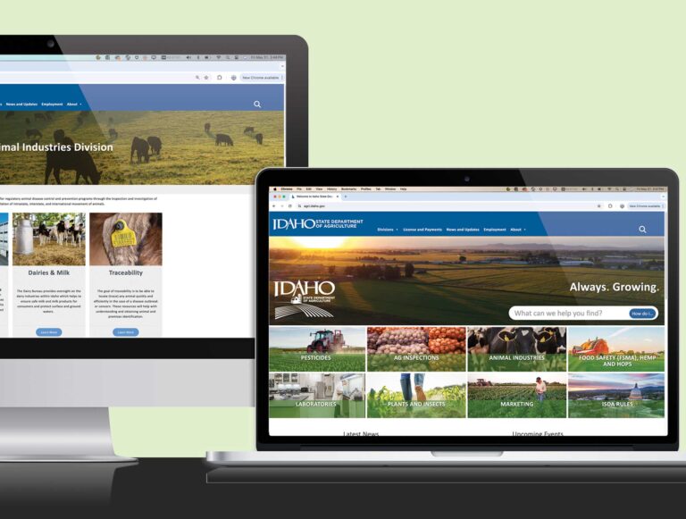 Idaho Dept of Agriculture website on 3 devices