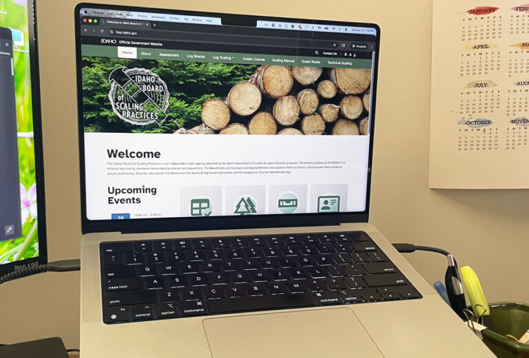 Idaho Board of Scaling Practices home page on laptop