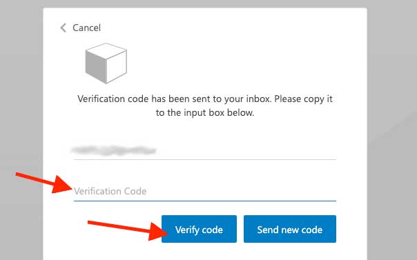 enter code and verify screenshot