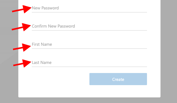 create your password screenshot