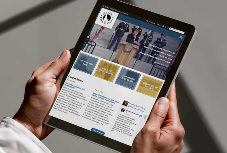 Idaho Governor's website on ipad in man's hands