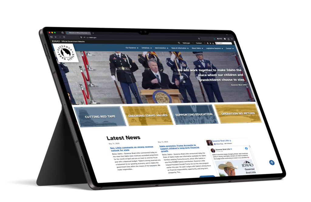 gov.idaho.gov website homepage on tablet