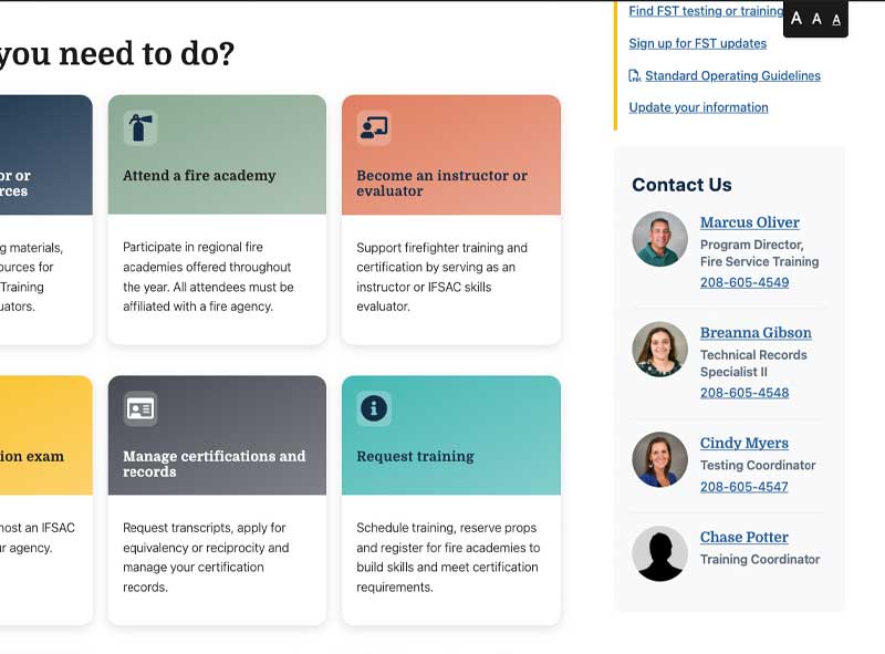screenshot of the contacts in the side column of the page