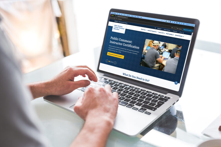 cte homepage of the website on a laptop computer